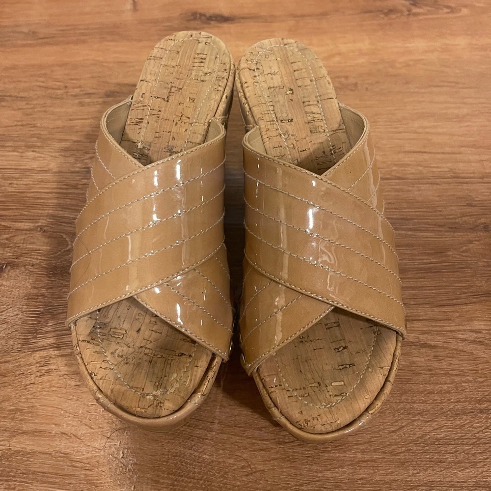Stuart Weitzman nude wedge sandals​​​​​​​